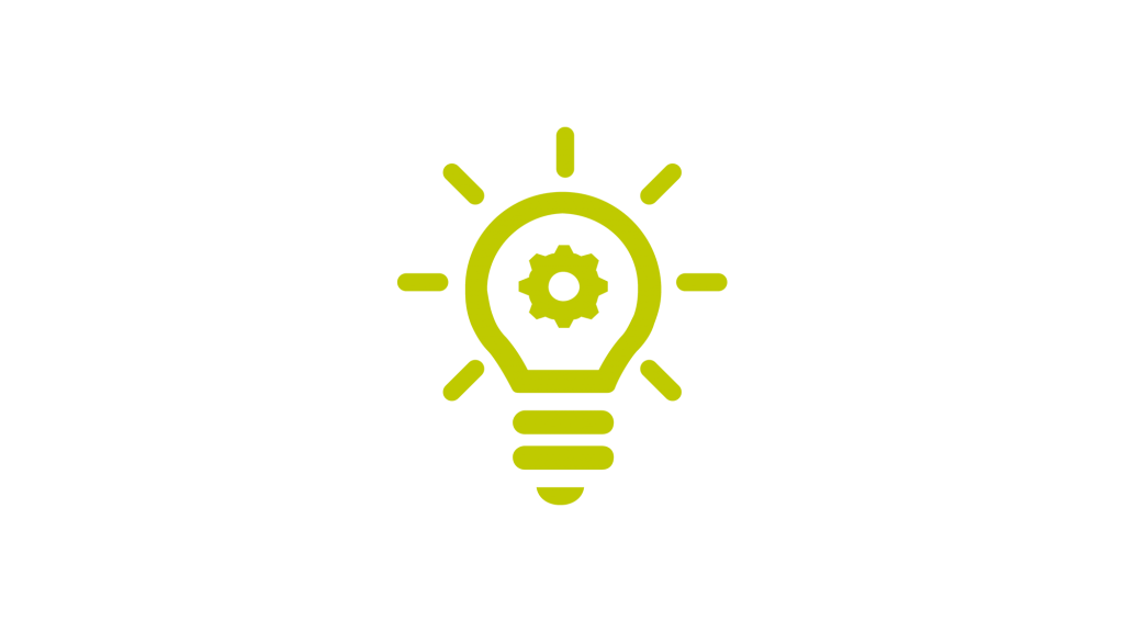 Illuminated bulb icon with gear wheel